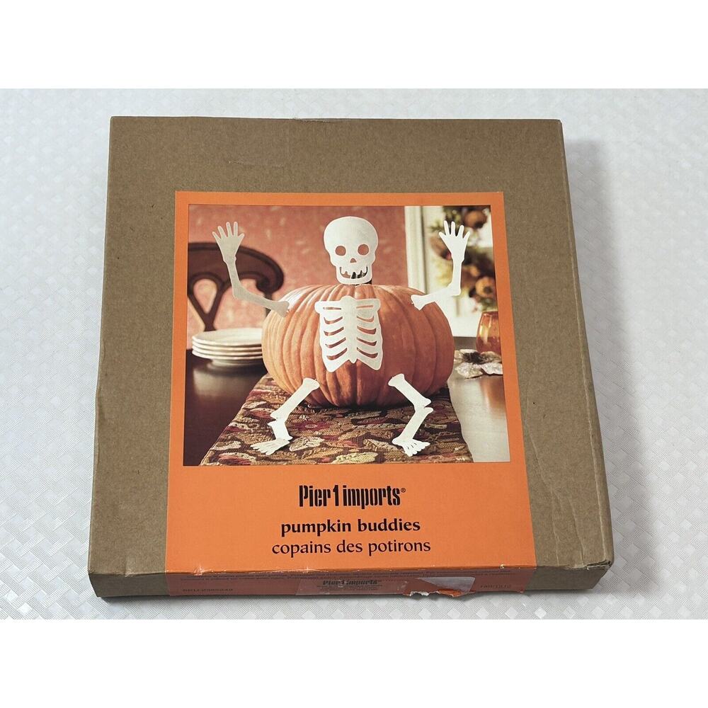 Pier 1 Imports Pumpkin buddies‎ Skeleton Metal Halloween Holiday decorating kit
